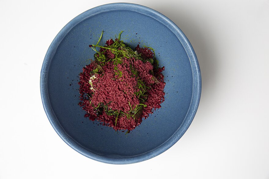 Valrhona chocolate and beetroot,</p><p>lovage and brambles